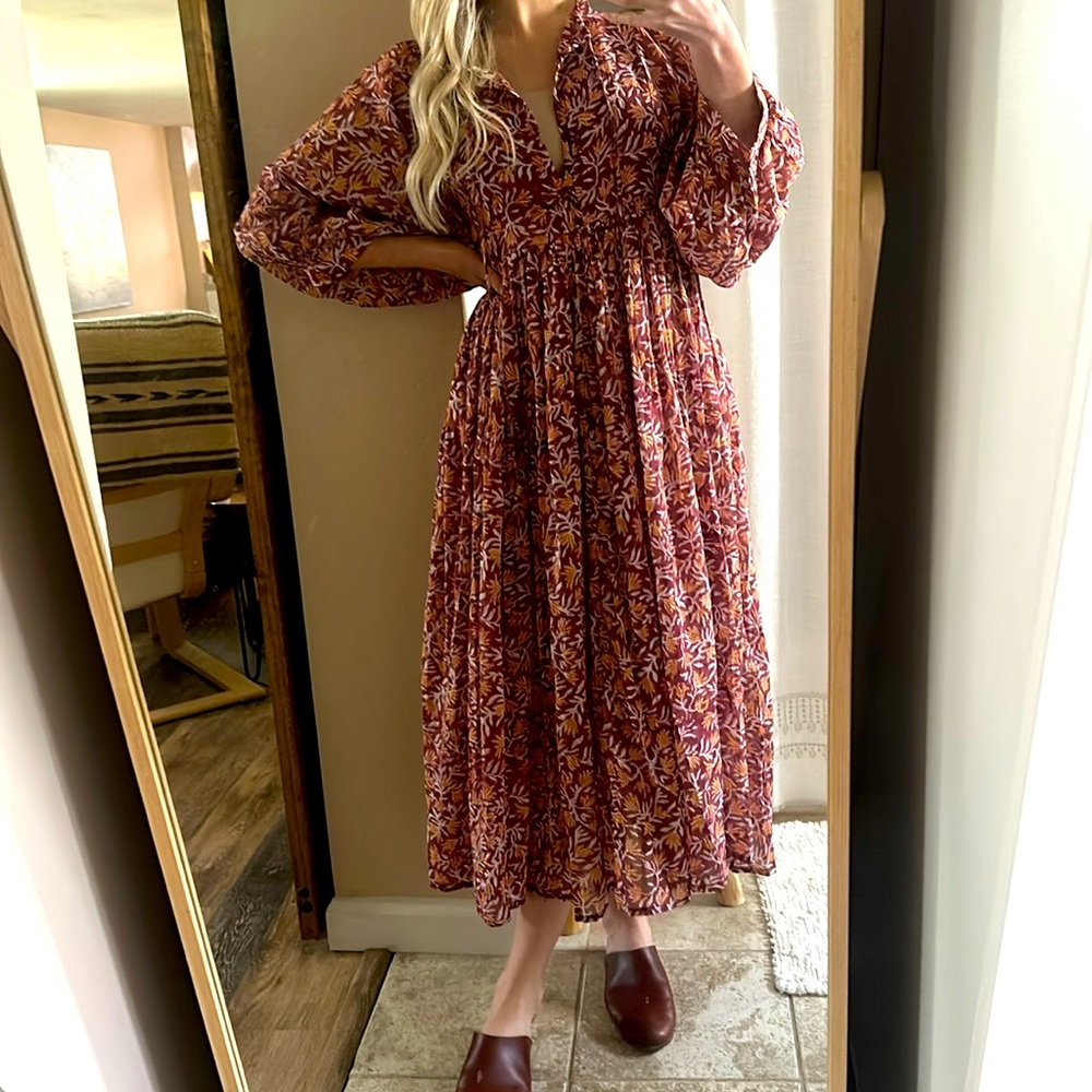 Daughters Of India Kyra Midi Dress Sumac Size Small